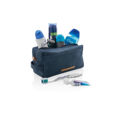 Logotrade promotional giveaways photo of: Canvas toiletry bag PVC free, blue