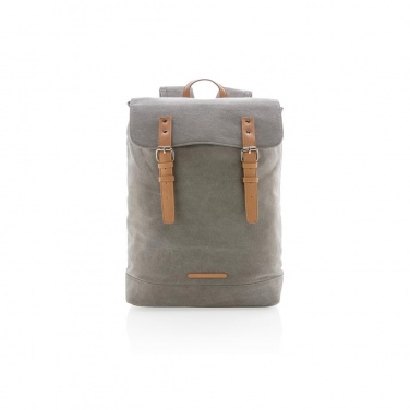 Logo trade advertising products image of: Canvas laptop backpack PVC free, grey