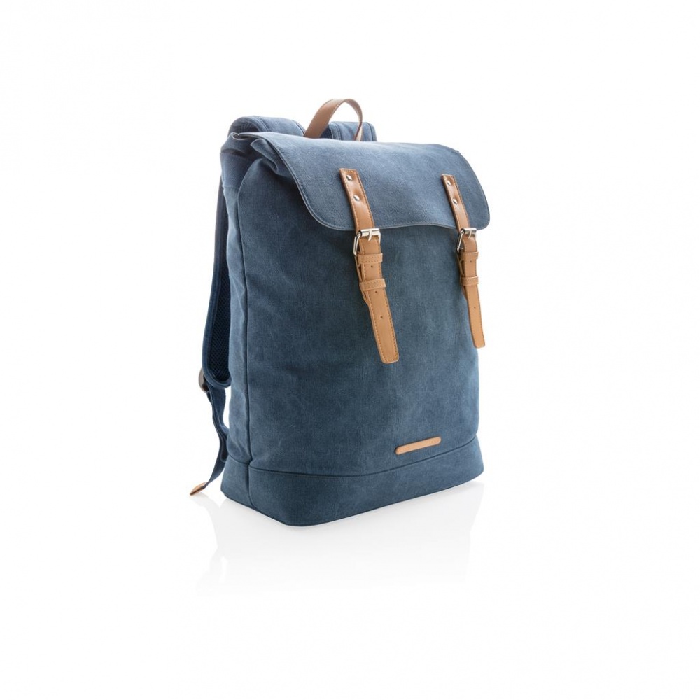 Logotrade promotional item image of: Canvas laptop backpack PVC free, blue