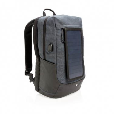 Logotrade business gift image of: Swiss Peak eclipse solar backpack, black