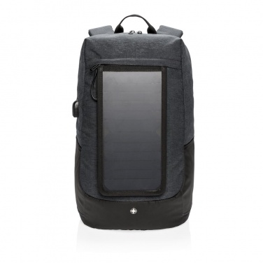 Logo trade promotional items image of: Swiss Peak eclipse solar backpack, black