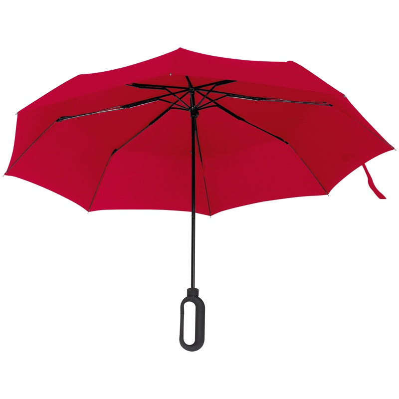 Logo trade corporate gift photo of: Automatic pocket umbrella with carabiner handle, Red