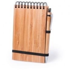 Bamboo notebook A6, ball pen, light brown