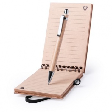 Logotrade promotional giveaway image of: Bamboo notebook A6, ball pen, light brown