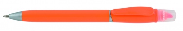 Logotrade promotional product image of: Plastic ball pen with highlighter 2-in-1 GUARDA, Orange