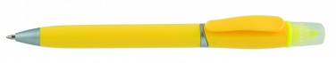 Logotrade promotional product picture of: Plastic ball pen with highlighter 2-in-1 GUARDA, Yellow