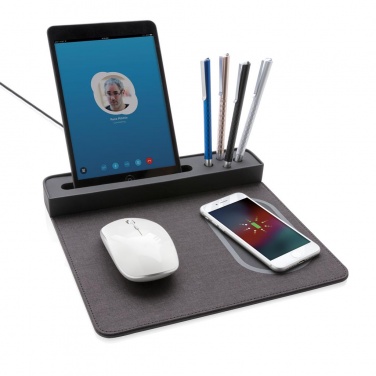 Logo trade corporate gifts picture of: Air mousepad with 5W wireless charging and USB, black