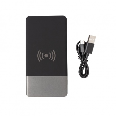Logo trade promotional products image of: 5.000 mAh Soft Touch Wireless 5W Charging Powerbank
, grey