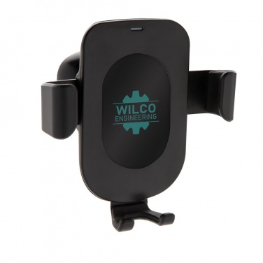 Logo trade promotional giveaways image of: 5W wireless charging gravity phone holder, black