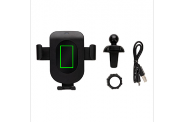 Logo trade promotional giveaways picture of: 5W wireless charging gravity phone holder, black