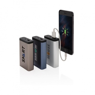 Logo trade advertising products picture of: 10.000 mAh Aluminum pocket powerbank, anthracite