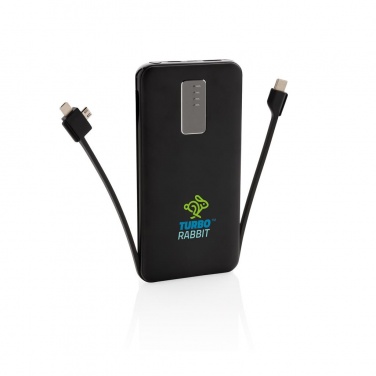 Logotrade business gift image of: 10.000 mAh powerbank with integrated cable, black