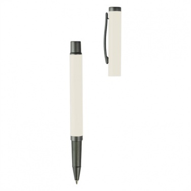 Logo trade promotional gifts image of: Writing set, ball pen and roller ball pen, white
