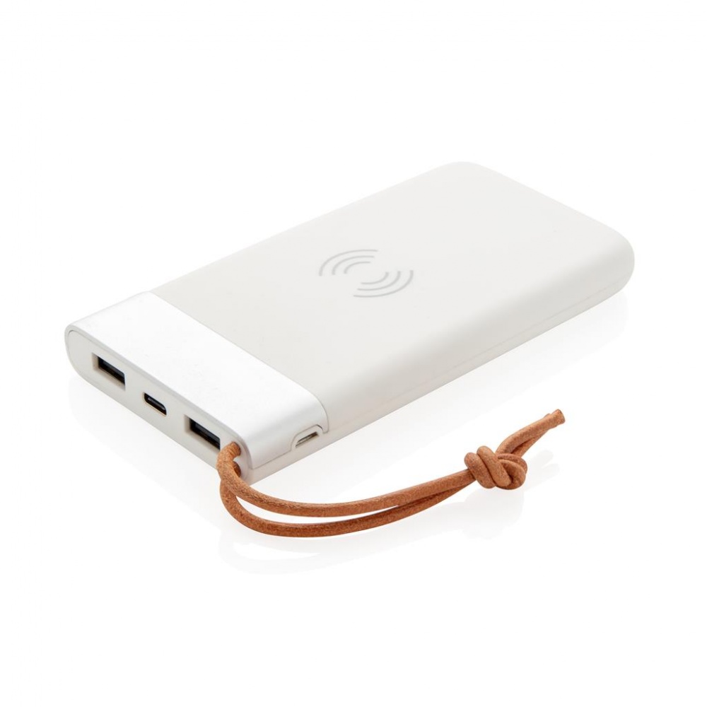 Logotrade promotional gifts photo of: Aria 8.000 mAh 5W wireless charging powerbank, white
