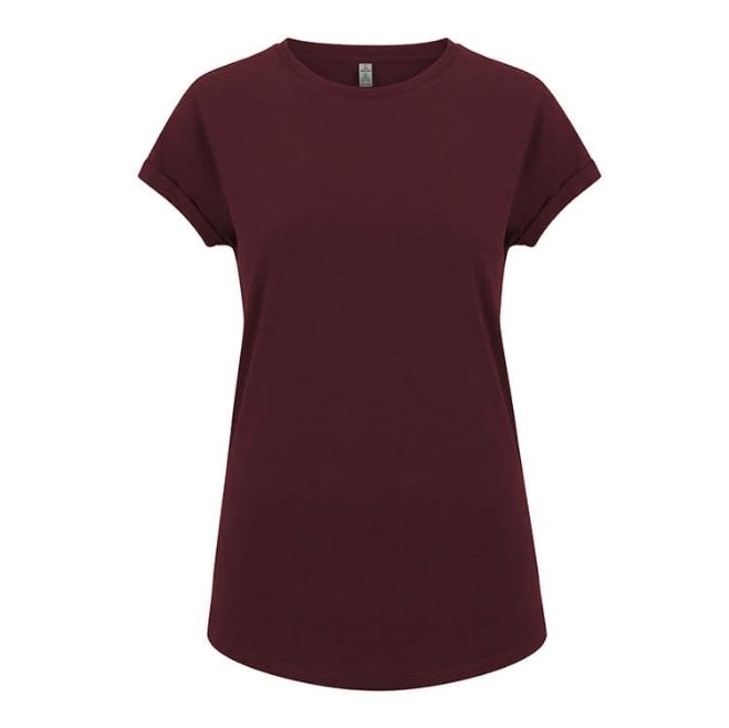 Logo trade promotional merchandise picture of: Salvage women´s rolled sleeve t-shirt, burgundy