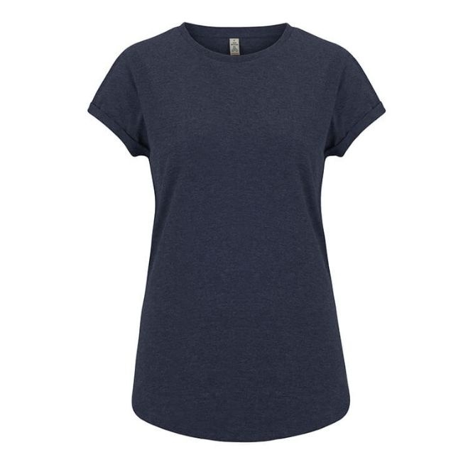 Logotrade promotional product image of: Salvage women´s rolled sleeve t-shirt, melange navy