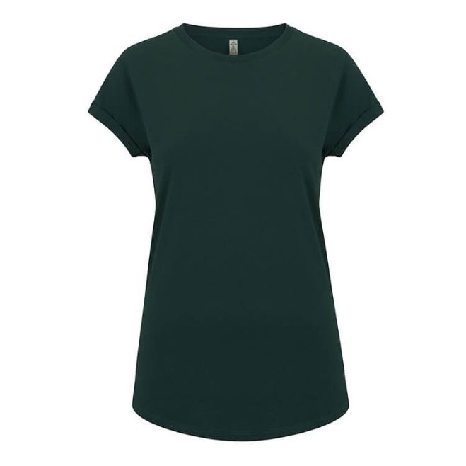 Logo trade promotional giveaways picture of: Salvage women´s rolled sleeve t-shirt, bottle green