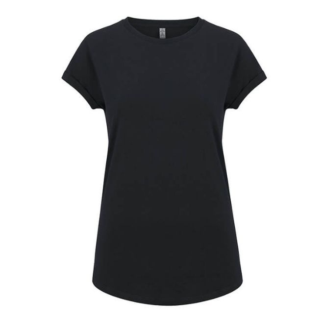Logotrade advertising product picture of: Salvage women´s rolled sleeve t-shirt, black