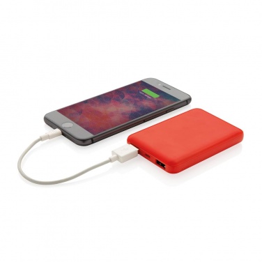 Logotrade promotional product picture of: High Density 5.000 mAh Pocket Powerbank, red