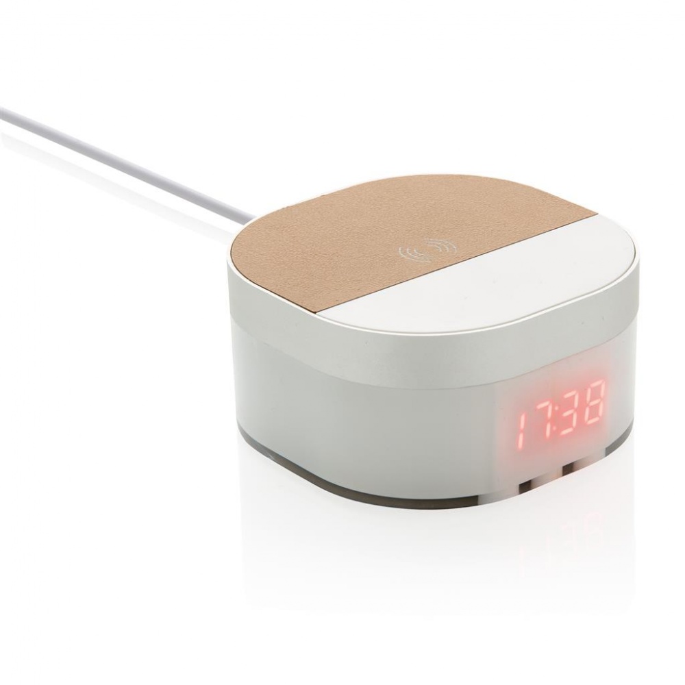 Logotrade corporate gifts photo of: Aria 5W Wireless Charging Digital Clock, white