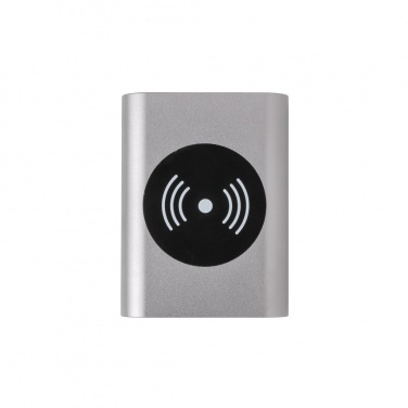 Logo trade promotional gifts image of: Aluminium 5.000 mAh Wireless 5W Pocket Powerbank, grey