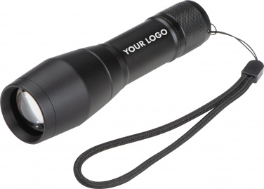 Logotrade corporate gift picture of: LED flashlight with 3 different light functions, Black/White