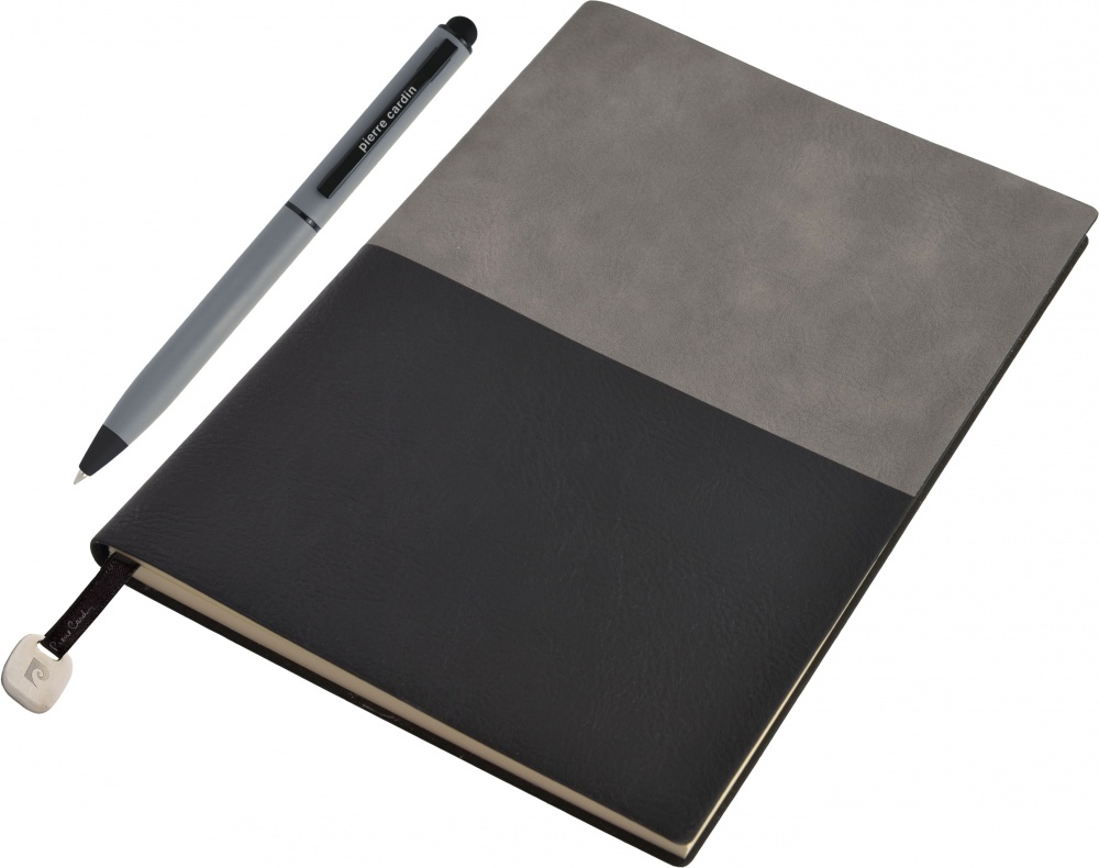 Logotrade promotional product picture of: Notepad A5 & ballpoint pen REPORTER Pierre Cardin, Grey