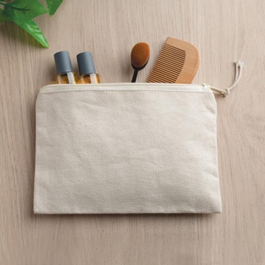 Logo trade promotional giveaways image of: Cotton canvas case, Beige