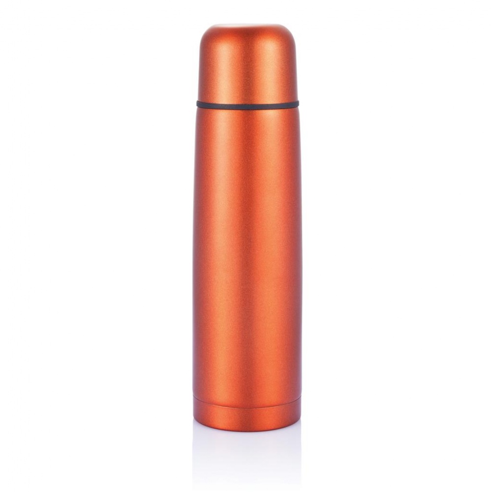 Logo trade business gifts image of: Stainless steel flask, orange, personalized name, sleeve, gift wrap