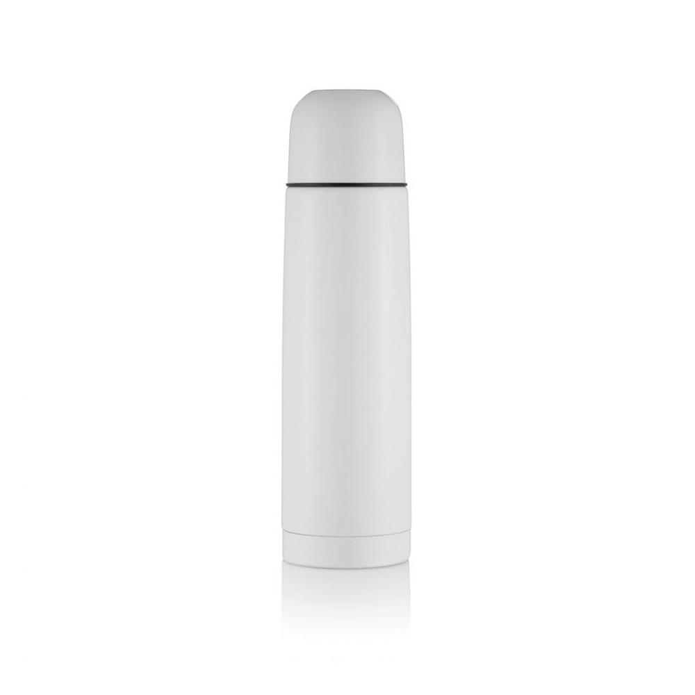 Logotrade corporate gift picture of: Stainless steel flask white with personalized name, sleeve, gift wrap