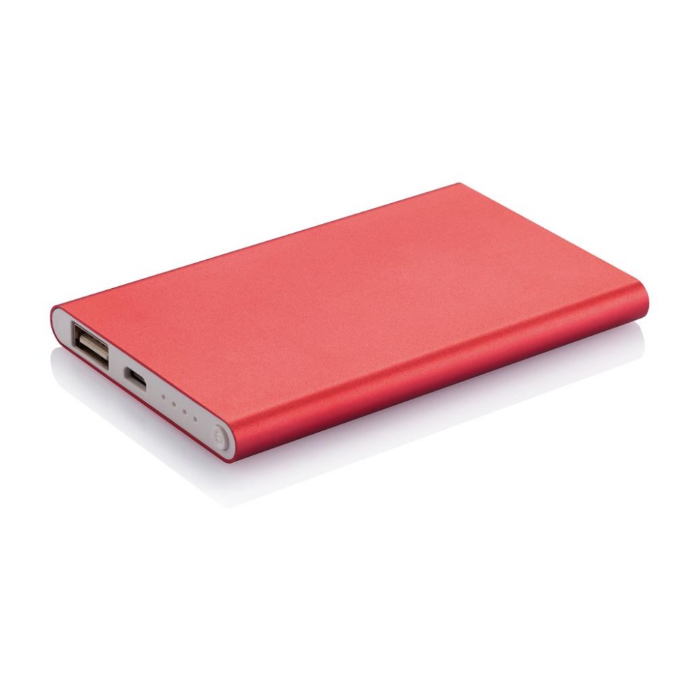 Logotrade corporate gift picture of: 4000 mAh powerbank, red, with personalized name, sleeve and gift wrap