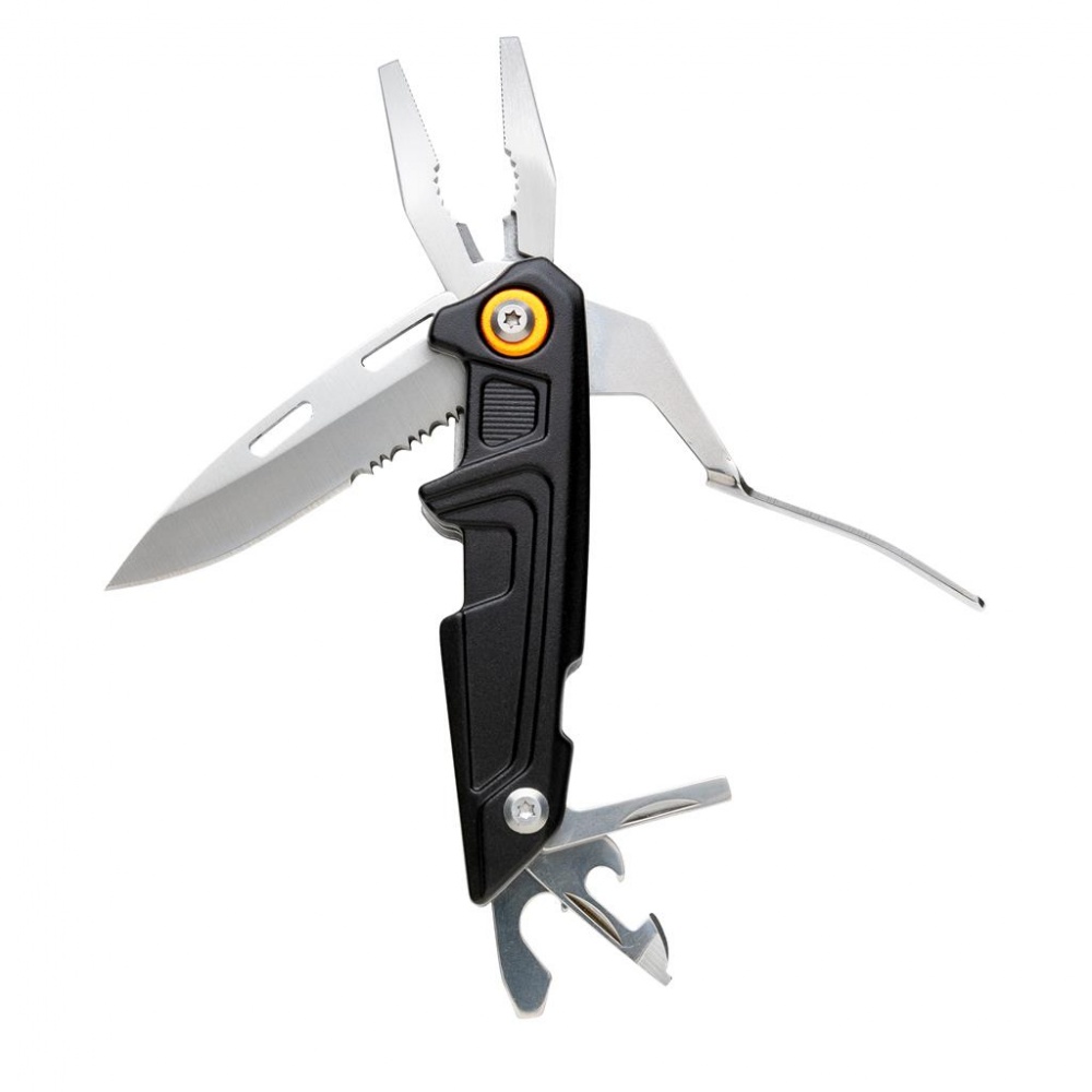 Logo trade advertising products image of: Multitool with bit set, black, personalized name, sleeve, gift wrap