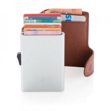 Logo trade promotional gifts picture of: C-Secure RFID card holder & wallet brown with name, sleeve, gift wrap