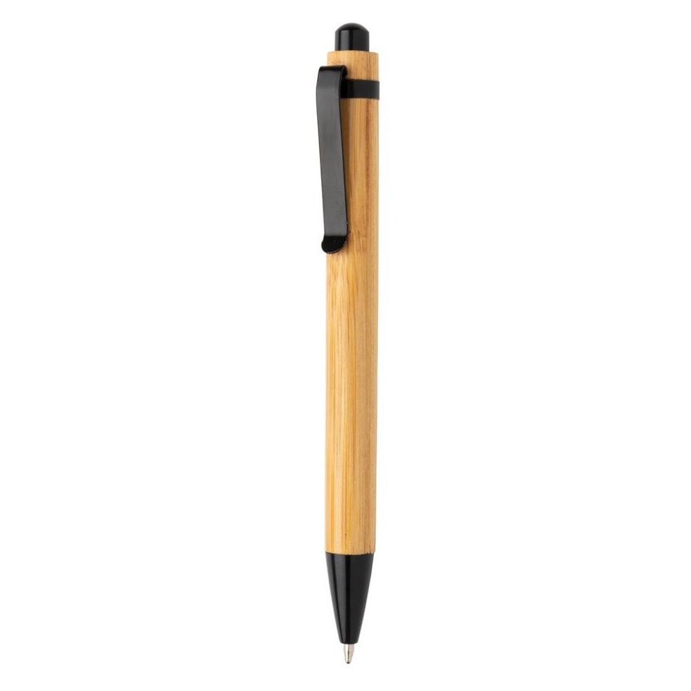 Logo trade corporate gifts image of: Bamboo pen, black