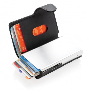 Logo trade corporate gift photo of: Standard aluminium RFID cardholder with PU wallet, black