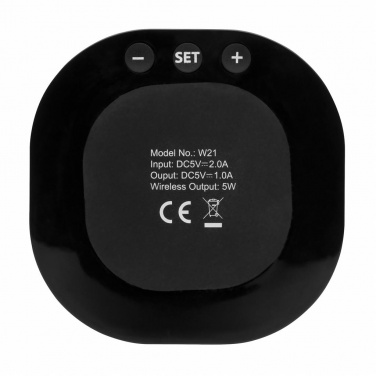 Logo trade advertising product photo of: Aria 5W Wireless Charging Digital Clock, black