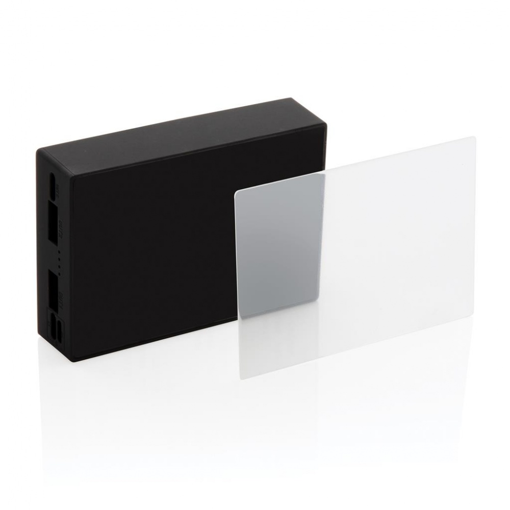 Logotrade corporate gift image of: Tempered glass 5000 mAh wireless powerbank, black