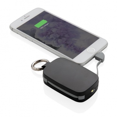 Logotrade advertising products photo of: 1.200 mAh Keychain Powerbank with integrated cables, black