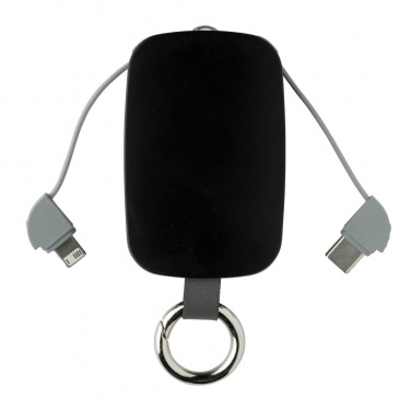 Logotrade promotional giveaway image of: 1.200 mAh Keychain Powerbank with integrated cables, black