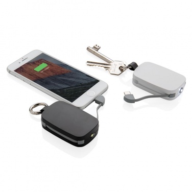 Logo trade promotional items picture of: 1.200 mAh Keychain Powerbank with integrated cables, black