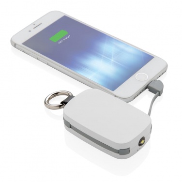 Logo trade corporate gifts image of: 1.200 mAh Keychain Powerbank with integrated cables, white