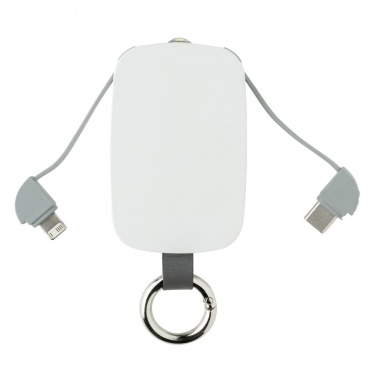 Logo trade promotional giveaway photo of: 1.200 mAh Keychain Powerbank with integrated cables, white