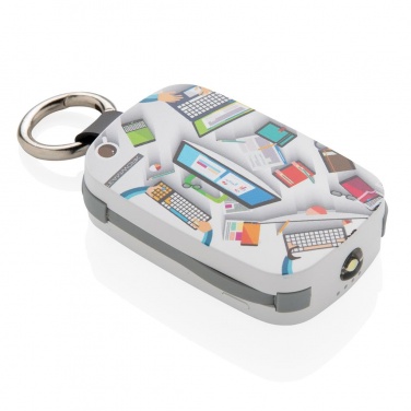 Logo trade business gifts image of: 1.200 mAh Keychain Powerbank with integrated cables, white