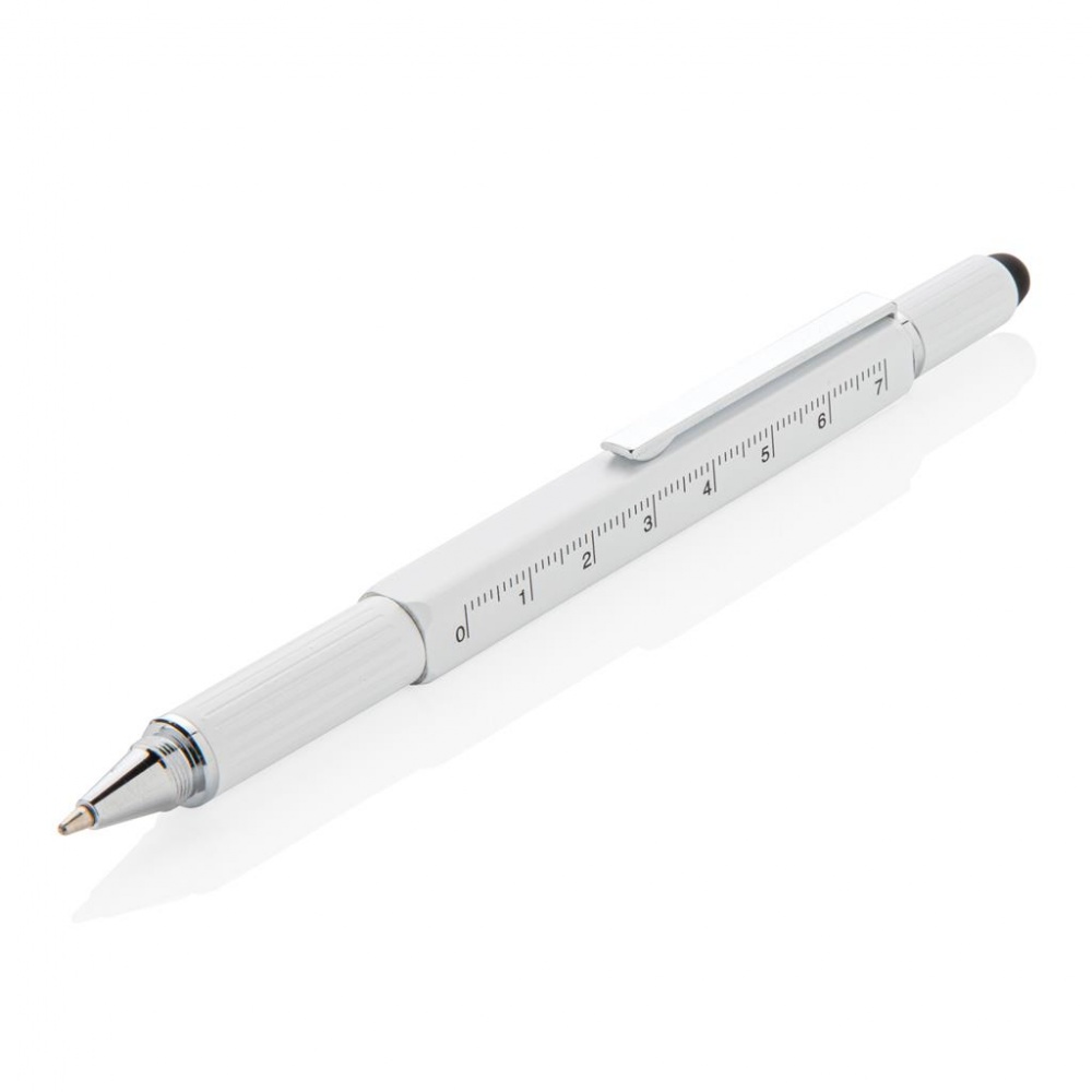 Logotrade promotional product picture of: 5-in-1 aluminium toolpen, white