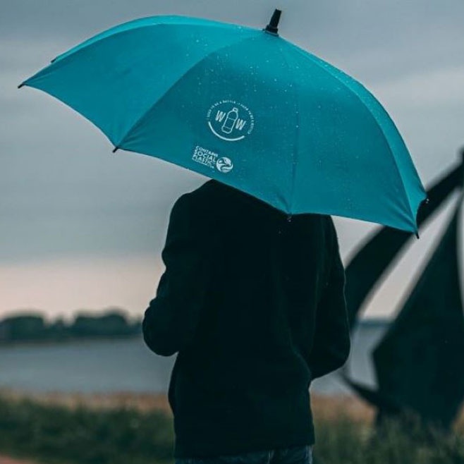 Logotrade promotional gift picture of: RPET umbrella, lightblue