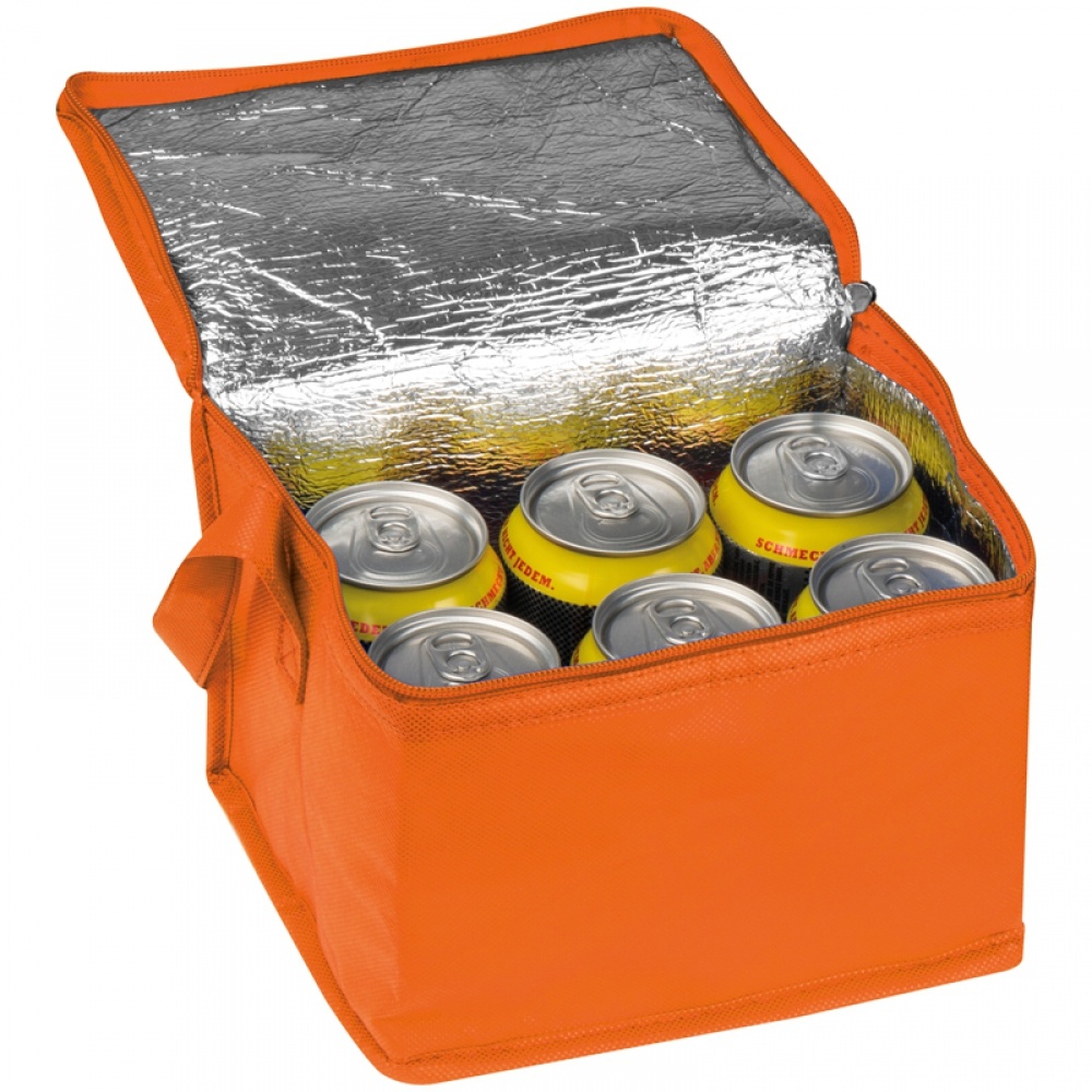 Logo trade promotional merchandise image of: Non-woven cooling bag - 6 cans, Orange