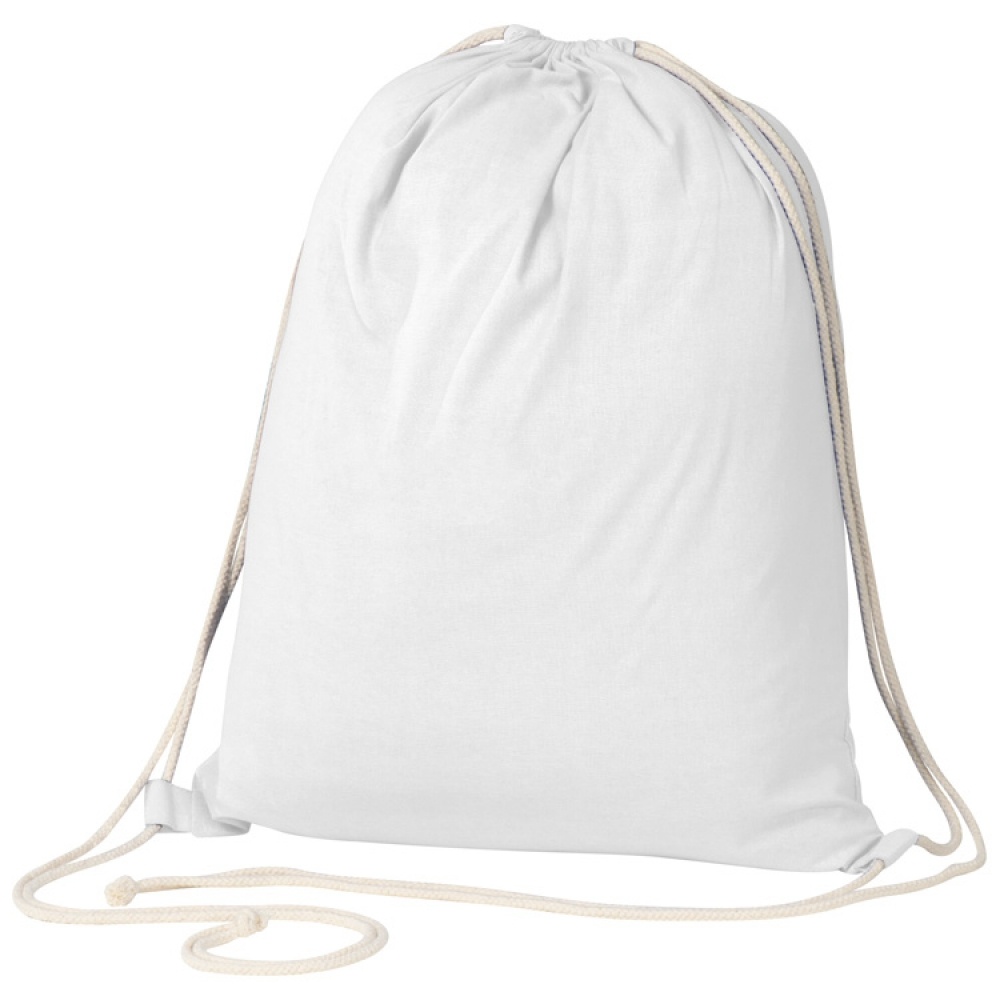 Logo trade promotional merchandise picture of: ECO Tex certified Gymbag from environmentally friendly cotton , White