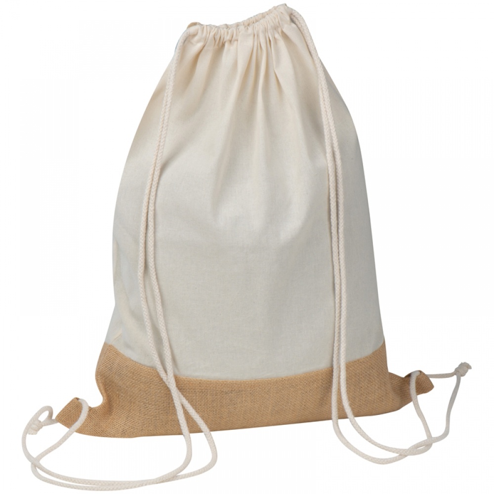 Logotrade promotional giveaway image of: Gymbag with jute bottom, White