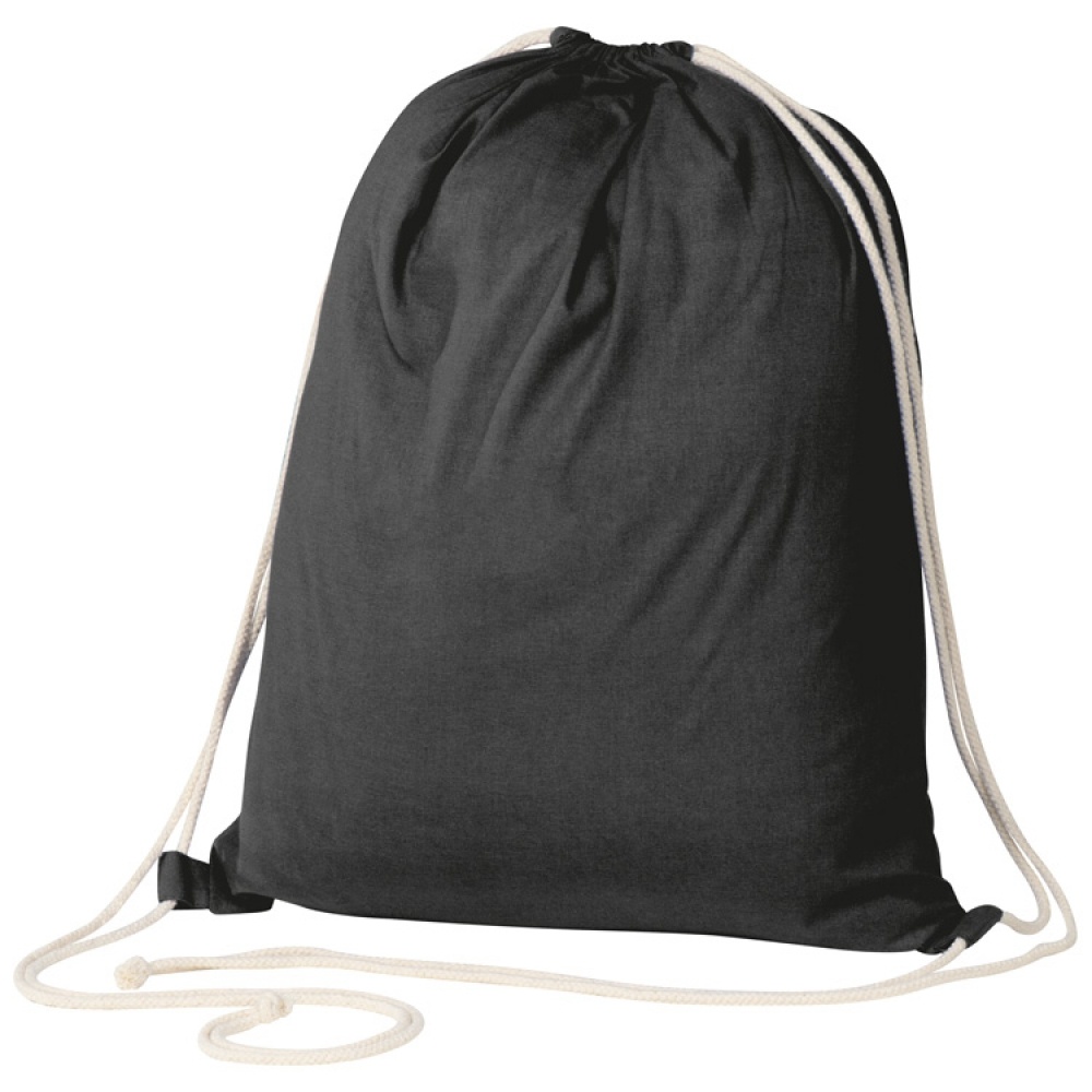 Logo trade corporate gift photo of: ECO Tex certified Gymbag from environmentally friendly c, Black