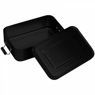 Logo trade corporate gifts image of: Aluminum lunch box with closure, Black